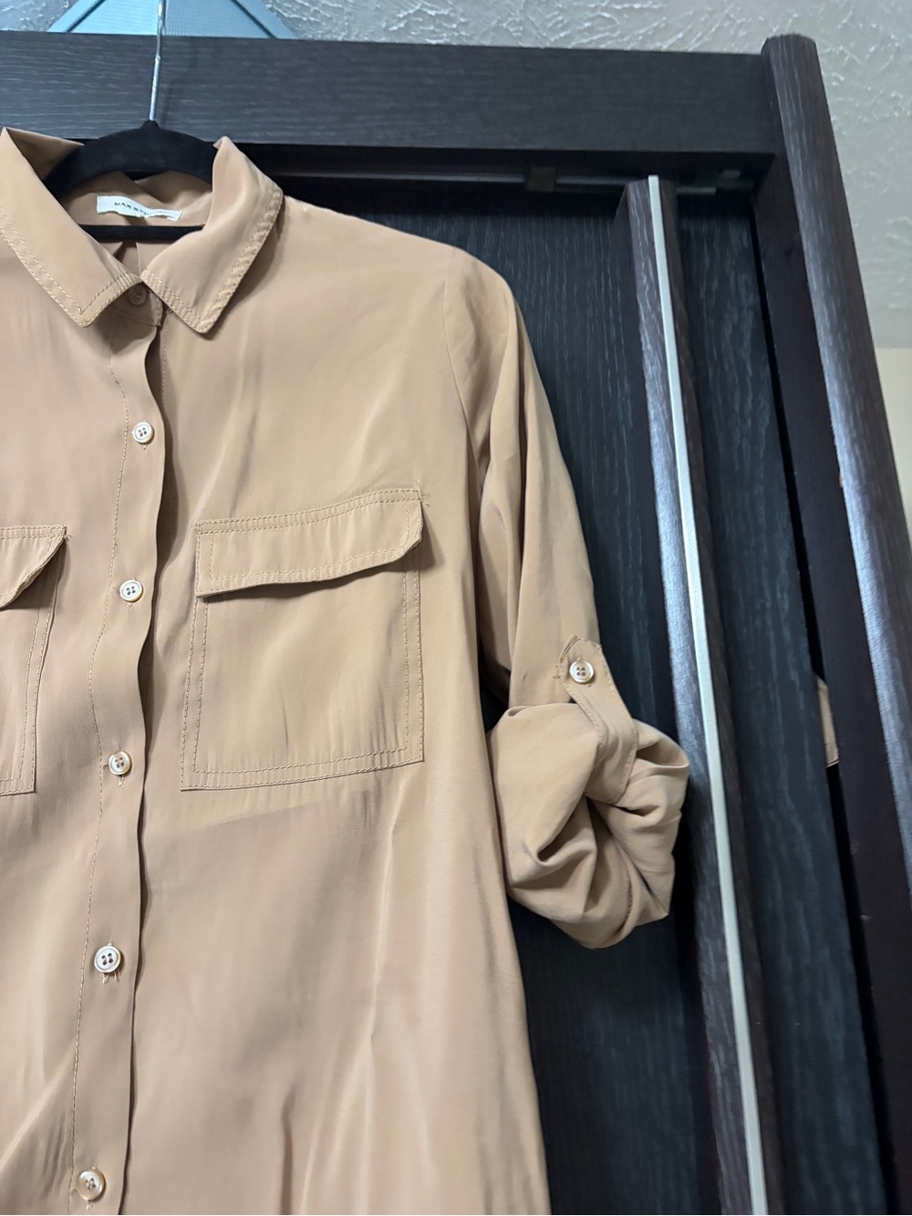 Max Studio Tan Collared Button-Front Shirt - Picture 2 of 10